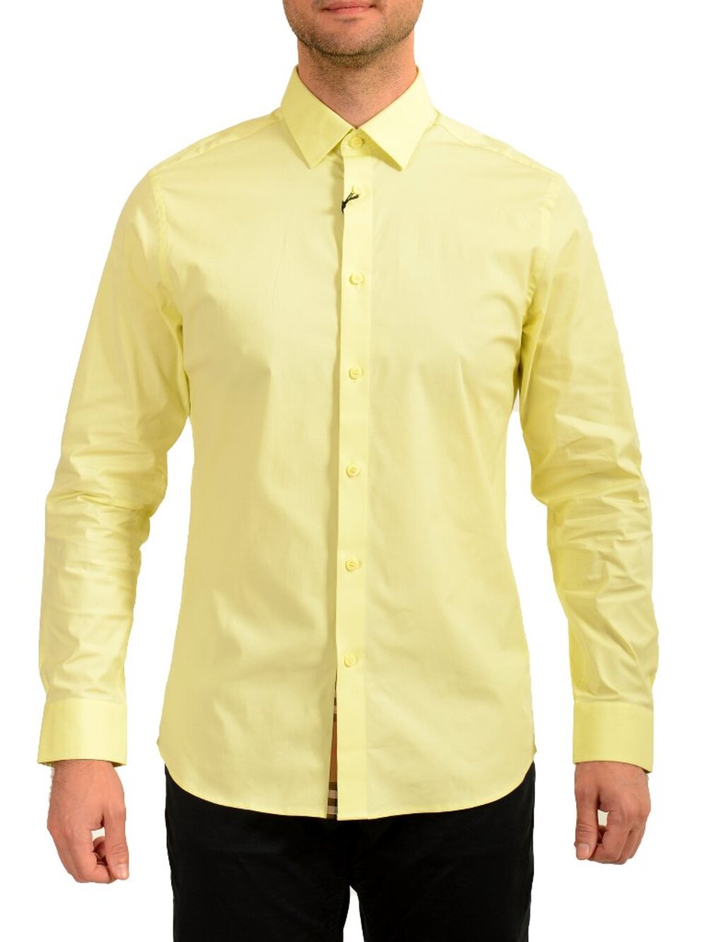 Burberry Men's "Shefford" Frosted Lemon Long Sleeve Shirt US S IT 48